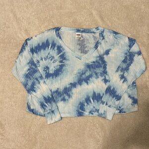 Blue tie dye cropped long sleeve PINK